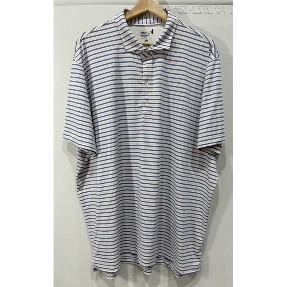 Johnnie-O Shirt Mens Performance Polo XXL Striped Golf UPF Bronte Porto Pink